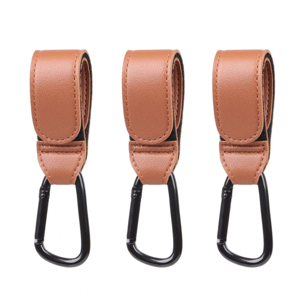 Fastener Tape Hook Durable Stroller Hook Baby Stroller Hook Set with Faux Leather Fastener Tape Diaper Bag Hanger for Prams