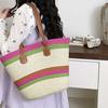 Large Capacity Stripe Woven Tote Bag Lightweight Summer Beach Handbag Shopping Straw Bag  Daily
