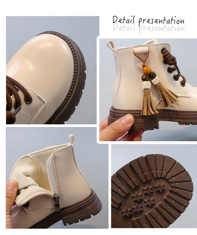 Girls' 2025 Autumn Princess Leather Short Boots - Stylish Medium & Large Children's Martin Boots