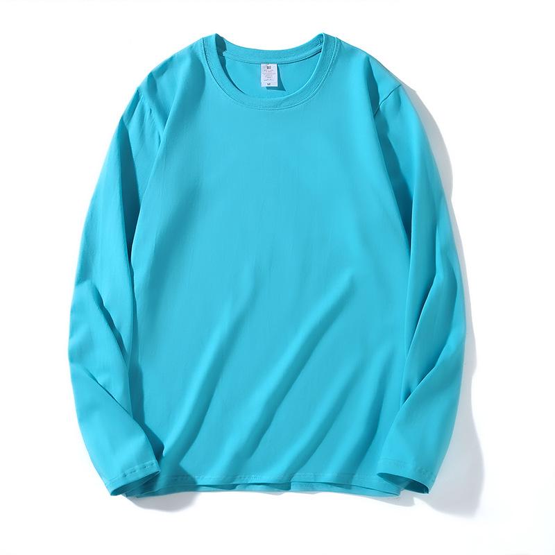 Men's Heavyweight 220g Cotton Long Sleeve Crew Neck T-Shirt, Available In 24 Solid Colors