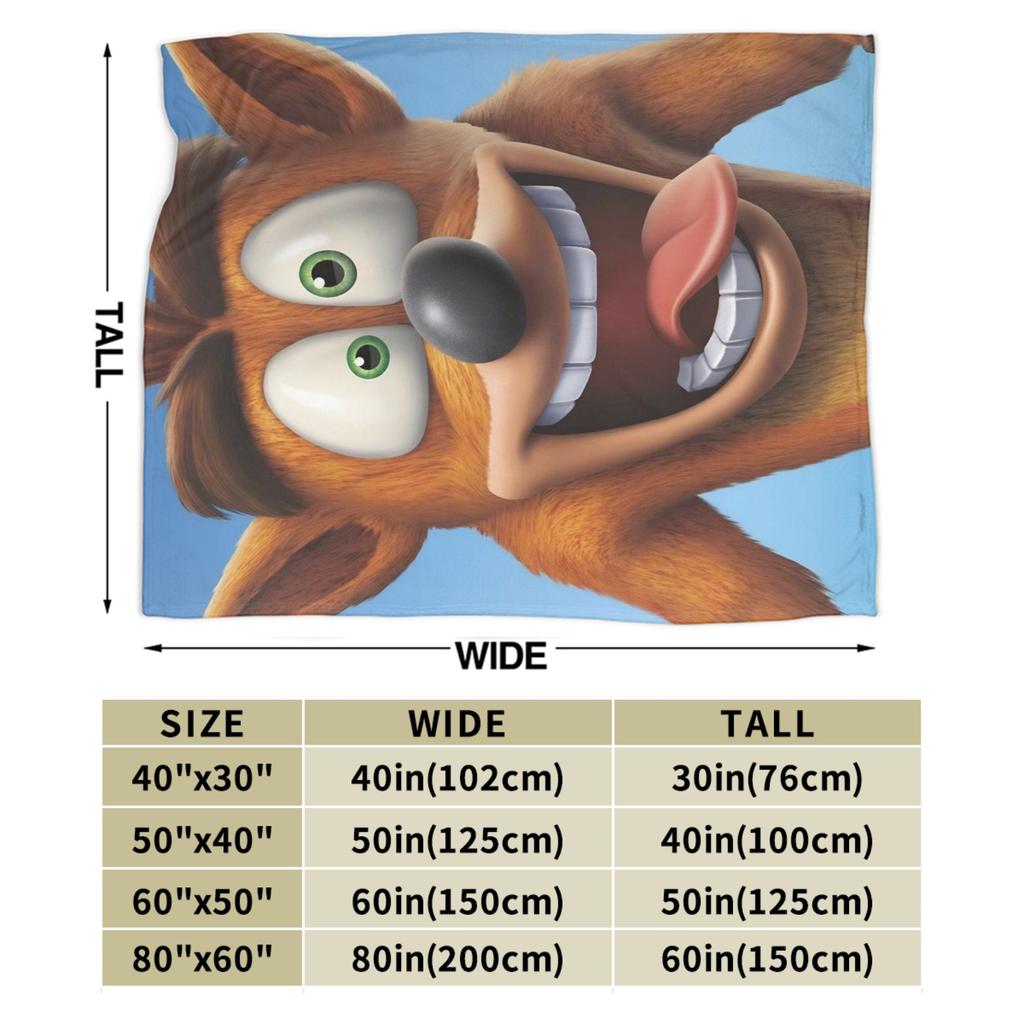Crashs Bandicoots Blanket Quality Warm Soft Throw Blanket Winter Students Living Room Fashion Bedspread