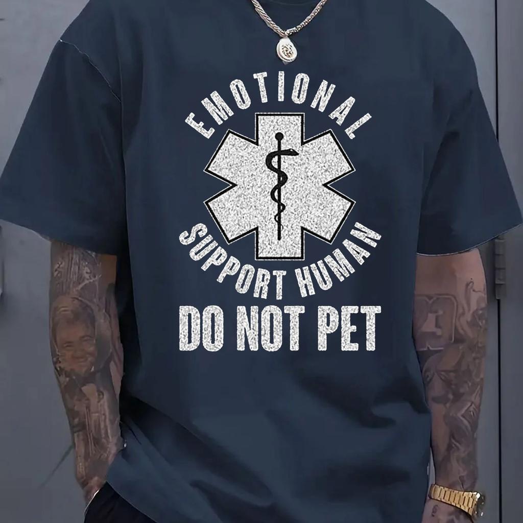 Graphic T Shirts Men's Plus Size 'emotional Support Not Touch' Graphic Tee - Temu Summer Pure Cotton T-shirt 3Xl