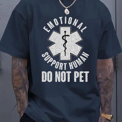 Grafische T-Shirts Herren Übergröße 'emotionale Unterstützung nicht anfassen' Grafik-T-Shirt - Temu Sommer reine Baumwolle T-Shirt 3Xl