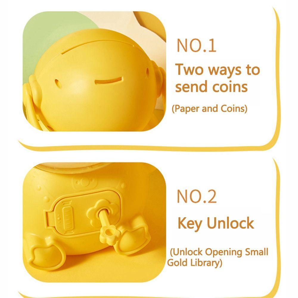 Kreative Niedliche Enten-Spardose mit Schlüssel Cartoon Entenförmige Münzaufbewahrungsbox Schlüssel zum Entsperren Großes Fassungsvermögen Spardose Aufbewahrungsglas