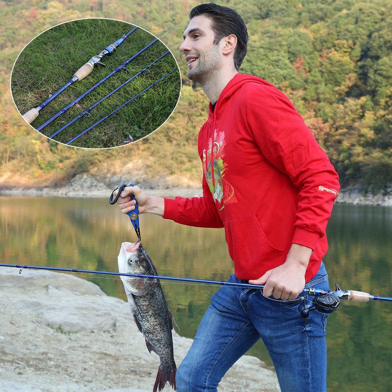 חכה 4 חלקים חכה לדיג במים מתוקים חוט דיג סיבי פחמן לורה