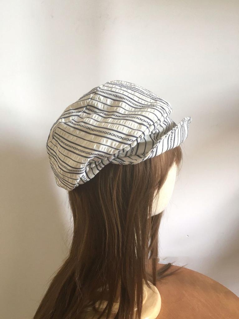Japanese Style Beret Hat Asymmetrical Stripes Crinkle Texture Vintage Artistic Newsboy Cap Spring Summer for Women Men Unisex