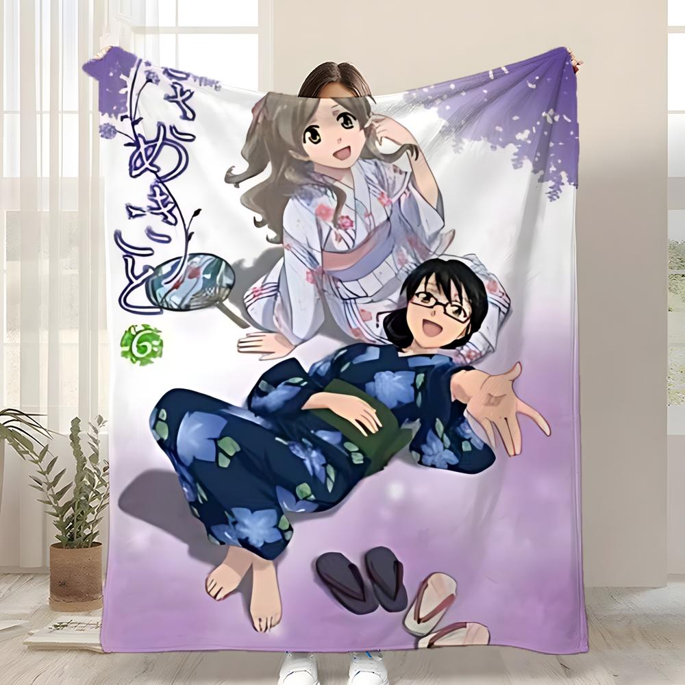 Anime Whispered Words Throw Kid-Friendly Flannel Throw Blanket Soft Warm Anti-Static Washable All Season
