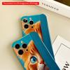 2DFlat Orange Cat Peeking Behind Blue Wall Phone Case All inclusive film hard iPhone case, compatible with iPhone 18 Pro Max 17 16 15 14 13 12 11