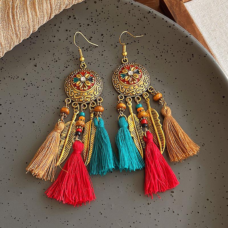 Bohemian Long Tassel Earrings for Women - 2025 High-End Ethnic Vacation Style Studs