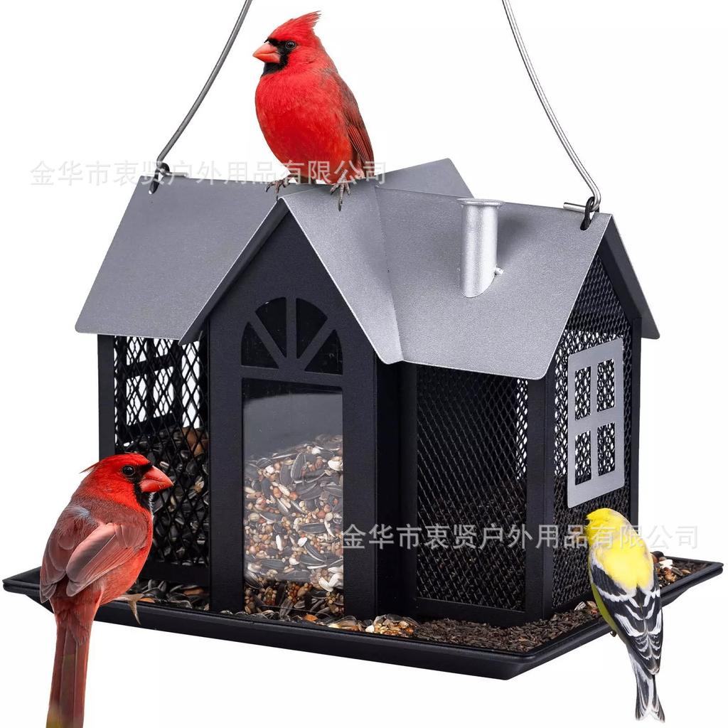 New Bird Feeder Metal House Courtyard Hummingbird Squirrel Feeder Outdoor Hanging Decoration Modern and Simple