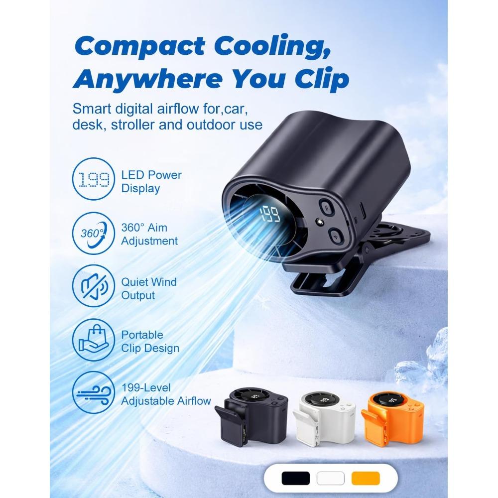 Car Fan Ac That Blow Cold Air Portable Conditioner Clip on Unit Personal USB Rechargeable Mini Small Cooling Cooler with LED Display