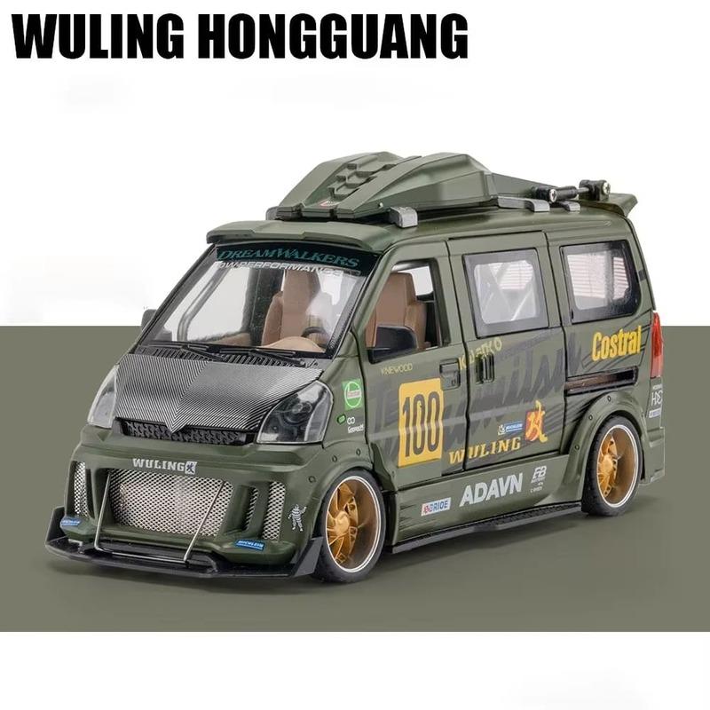 1/24 slitinová hračka modelu auta Wuling Hongguang Simulace dodávky kovu tlakové lití zvuku a světla Model auta pro chlapce Dárková kolekce ozdoby