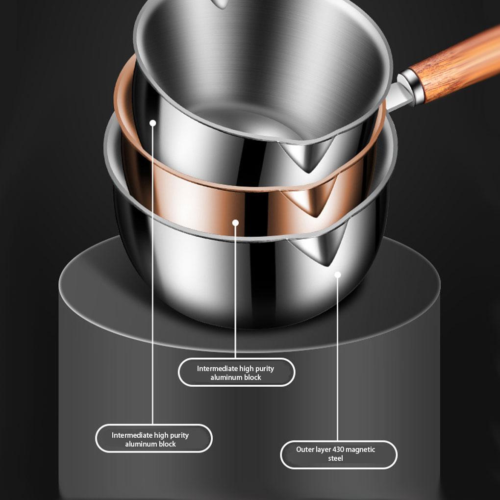 Double Button Stainless Steel Pot Comfortable Grip For Effortless Pouring Milk Pan Saucepan Milk Pot