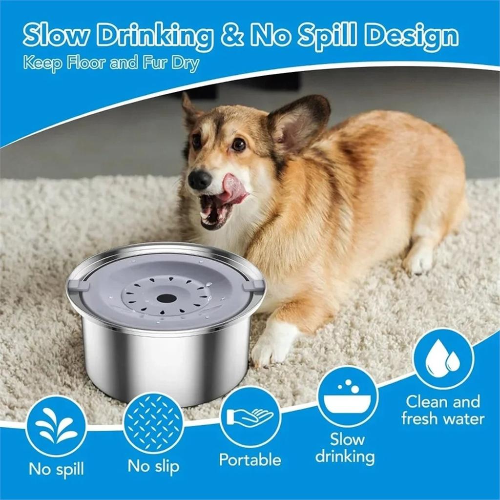 Edelstahl Hund Trinknapf Schwimmend NichtNassMund Katze Napf Ohne Verschütten Haustier Trinkwasser Spender