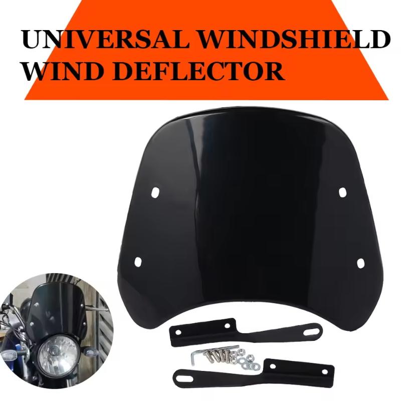 Motorcycle Universal Black Windshield Wind Deflector Windscreen Fairing