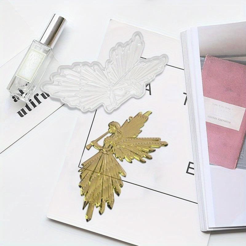 Crystal Drop Glue DIY Angel Mold Symmetrical Left and Right Blowing Flute with Wings Fairy High Mirror Silicone Mold