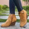 2025 Herbst und Winter neue Keilabsatz Stiefeletten Damen heißer Verkauf Retro Pferde Chelsea Boots große Größe Damenschuhe