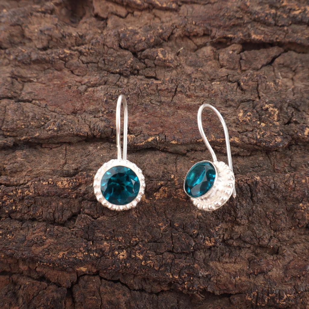 Apatite Handmade Silver Jewelry, 925 Sterling Silver Earring, Handmade Beautiful Gemstone Jewelry, Apatite Earring For Her