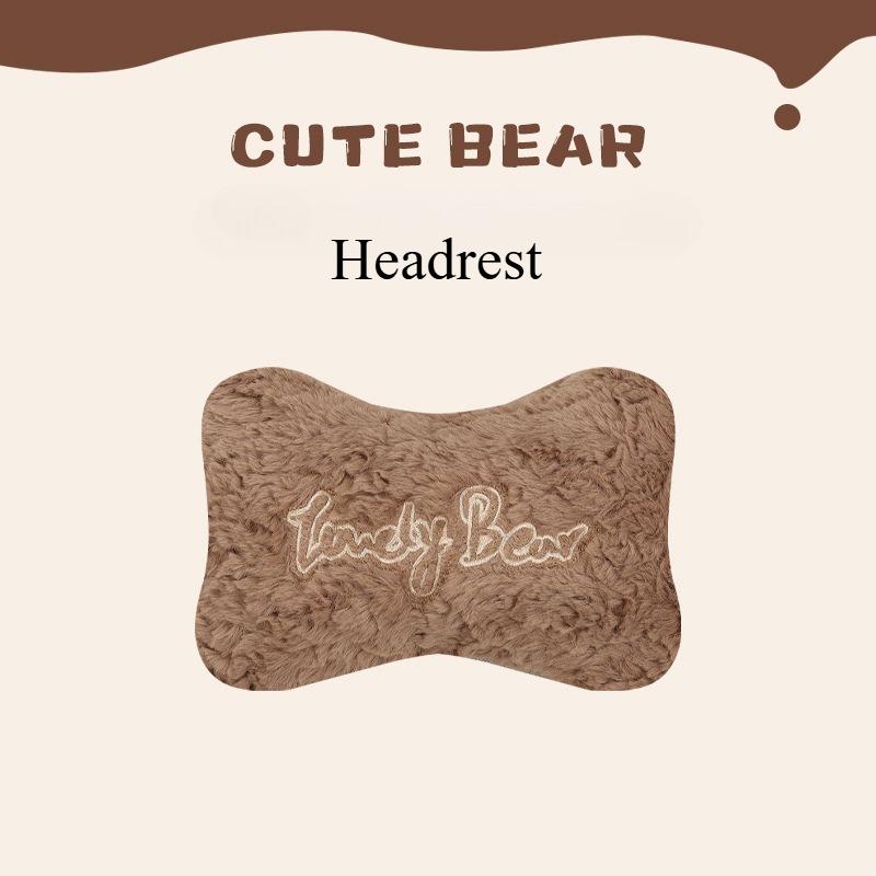 Cartoon 3D Bear Universal Car Seat Cushion Covers Plush Backrest for Autumn Winter Warm Cute Designed Seat Accessories