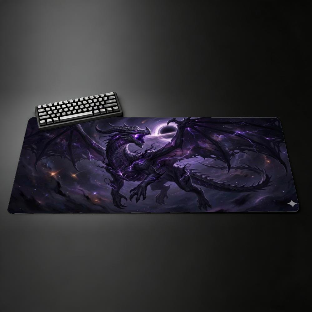 Mystic Galaxy Dragon Art Large Mouse Pad XXL Dark Fantasy Desk Mat Overlocked Non-Slip Rubber Gaming Keyboard Pad Deskpad