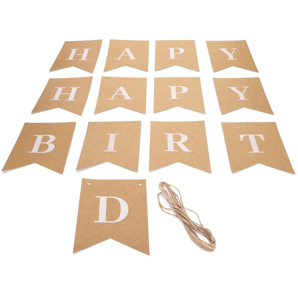 Kraft Paper Card Banner HandMade Strips Letter Shape DIY Rope Tandem Parties Decorations