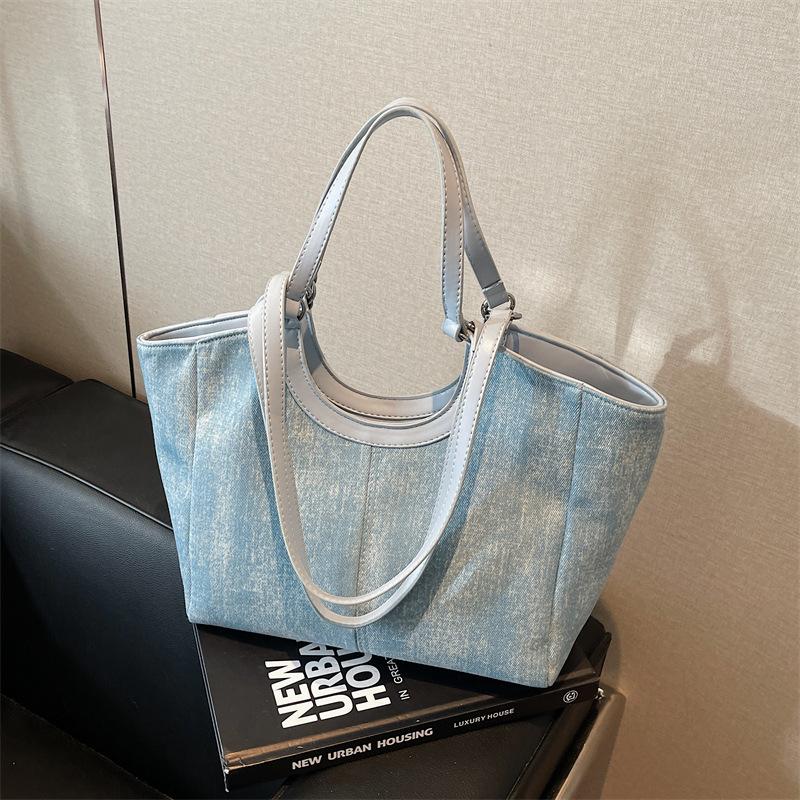 

Модная сумка-тоут большой вместимости для поездок на работу, женская новая сумка на плечо в ретро-дизайне, универсальная сумка-тоут, тренд синий