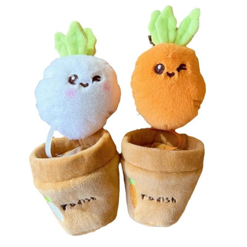 Radish White Carrot Plush Keychain Carrot Design Metal Clasp Backpack Doll Car