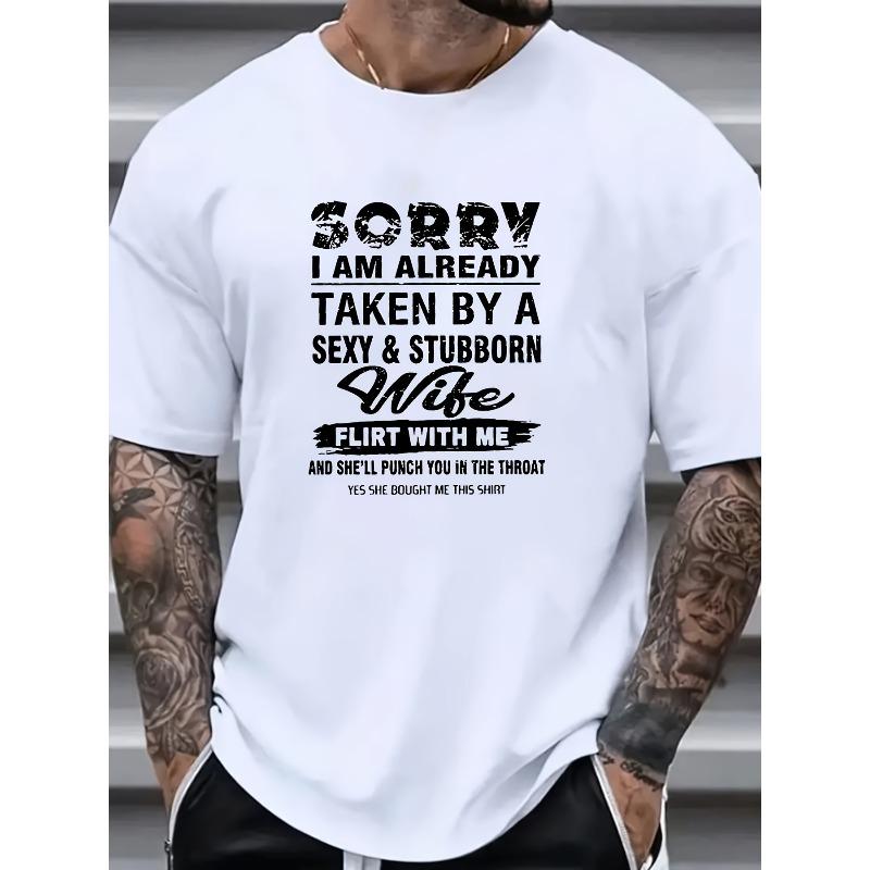 European sizes Men's Slogan Graphic Print T-shirt For Summer, Men's Clothing Crew Neck Loose Tee Tops For Men