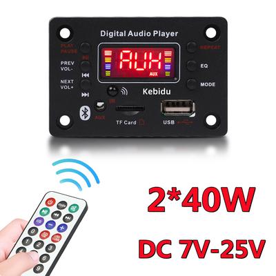 2*40W 80W Carte Décodeur MP3 Bluetooth 5.0 7-25V Lecteur de Musique MP3 Module Radio FM pour Voiture 12V TF USB AUX Appel Mains Libres Enregistrement