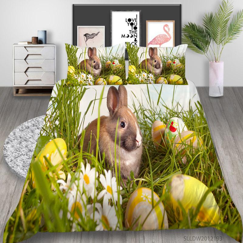 Rabbit Series 3D Digital Printing Bedding Three-Piece Polyester