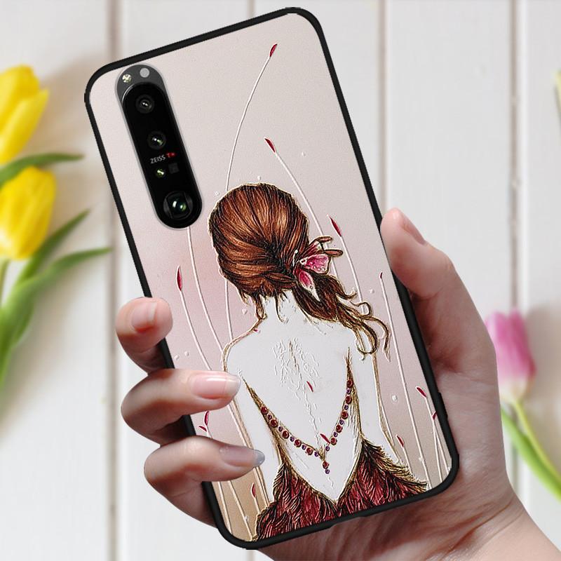 3D Emboss Flower Case For Sony Xperia 10 III Cover Cute Relief Case For Sony Xperia 1 III 5 III 10III Phone Case Coque Fashion
