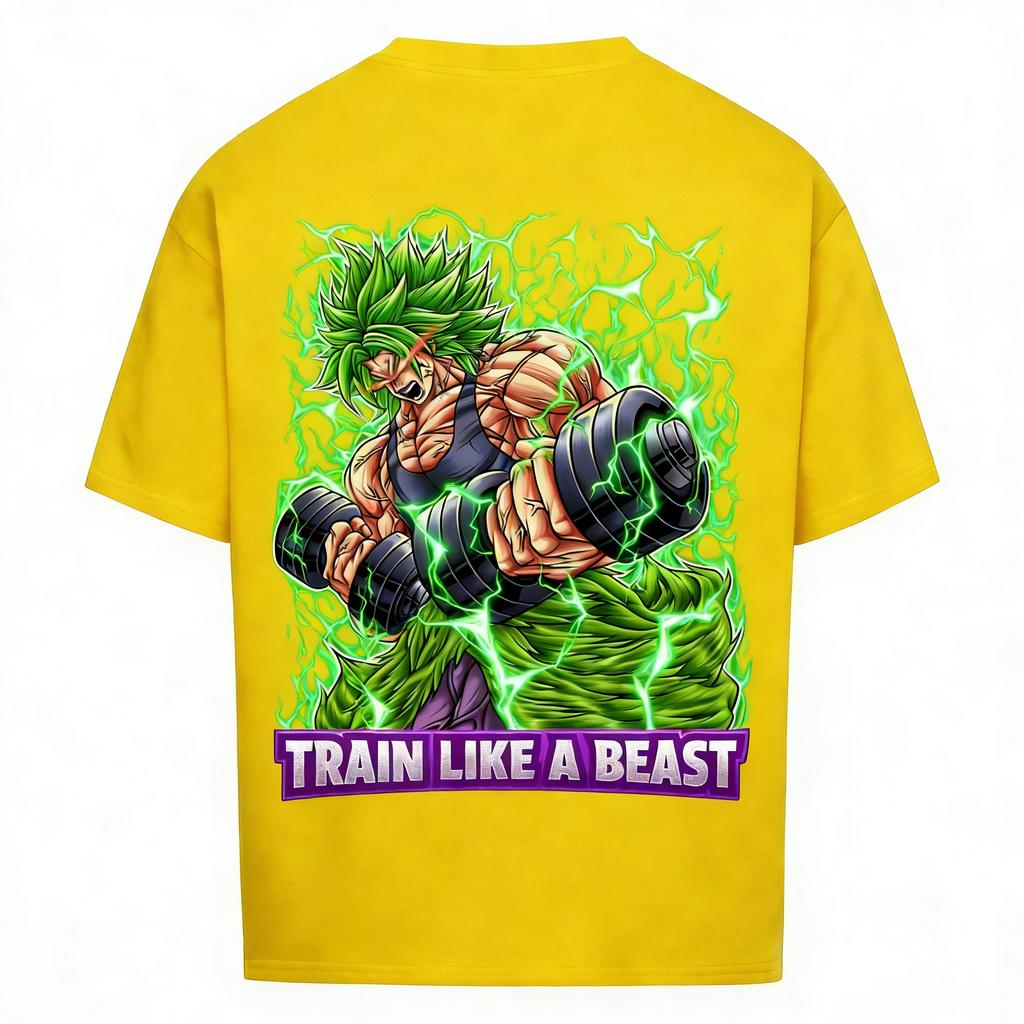 Dragon Ball Gym Sports Casual TRAIN LIKE A BEAST TShirt Unisex 2026 Summer Oversized Broly Graphic Print Outdoor Daily Wear Tee