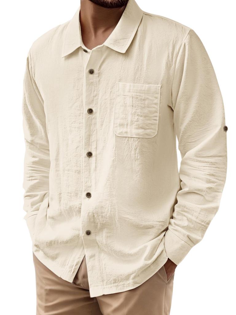 2025 Summer Linen Men's Short Sleeve & Long Sleeve Cardigan Casual Button-Down Beach Shirt