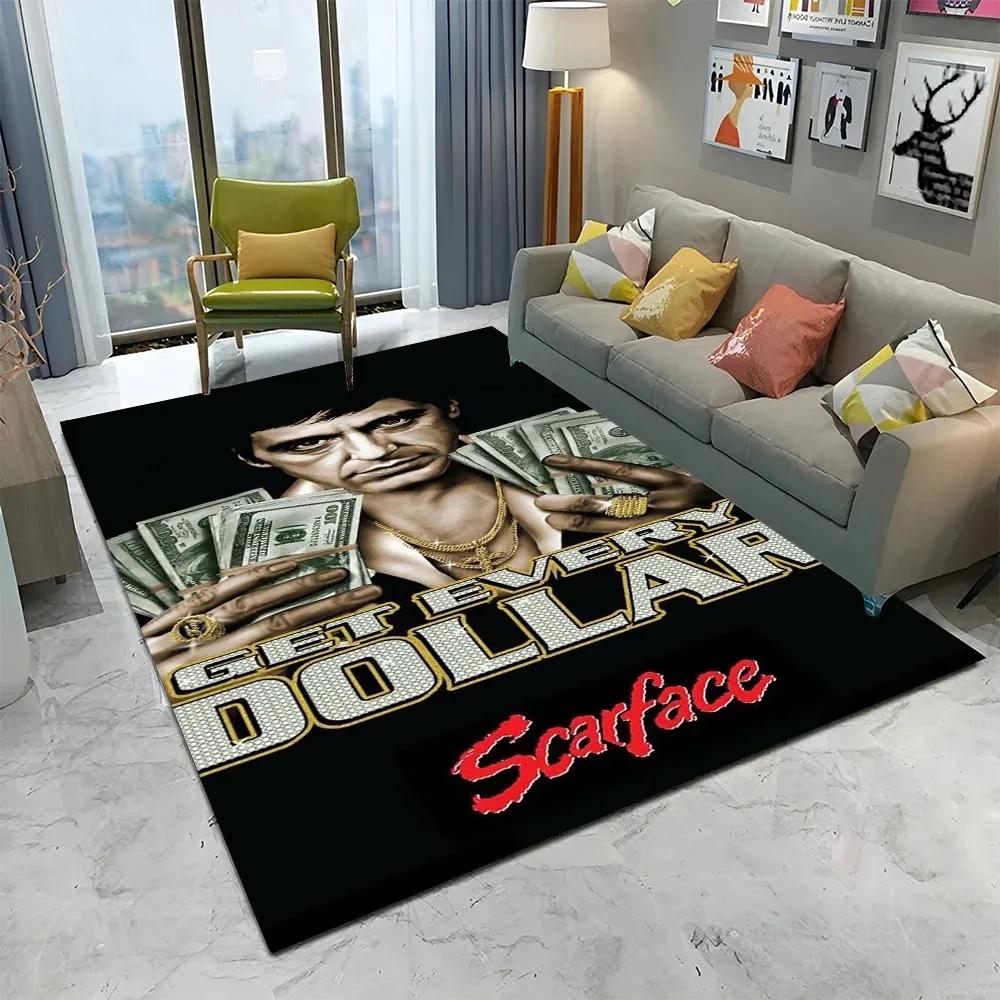 Film 3D Scarface Soggiorno Camera da Letto Divano Zerbino Decorazioni per la Casa Tappeto Antiscivolo Pavimento Salotto Tappeto Grande Area Tappetino Cucina Lavabile