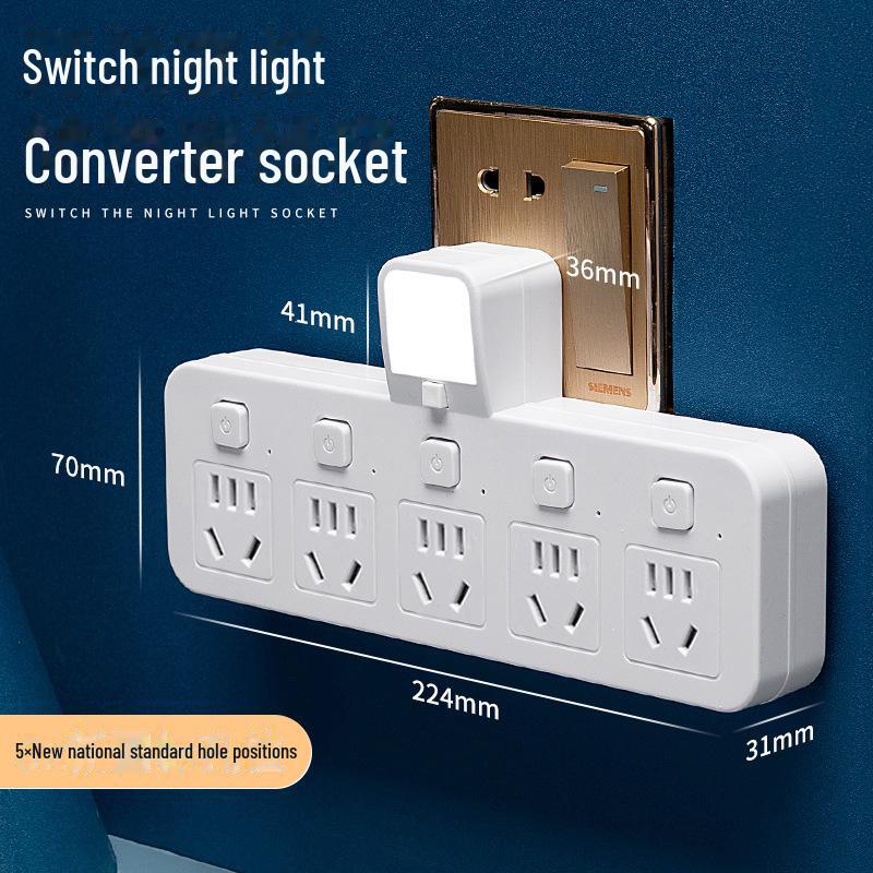 Multi-Function USB Wireless Converter: Home Office Socket Board with Night Light