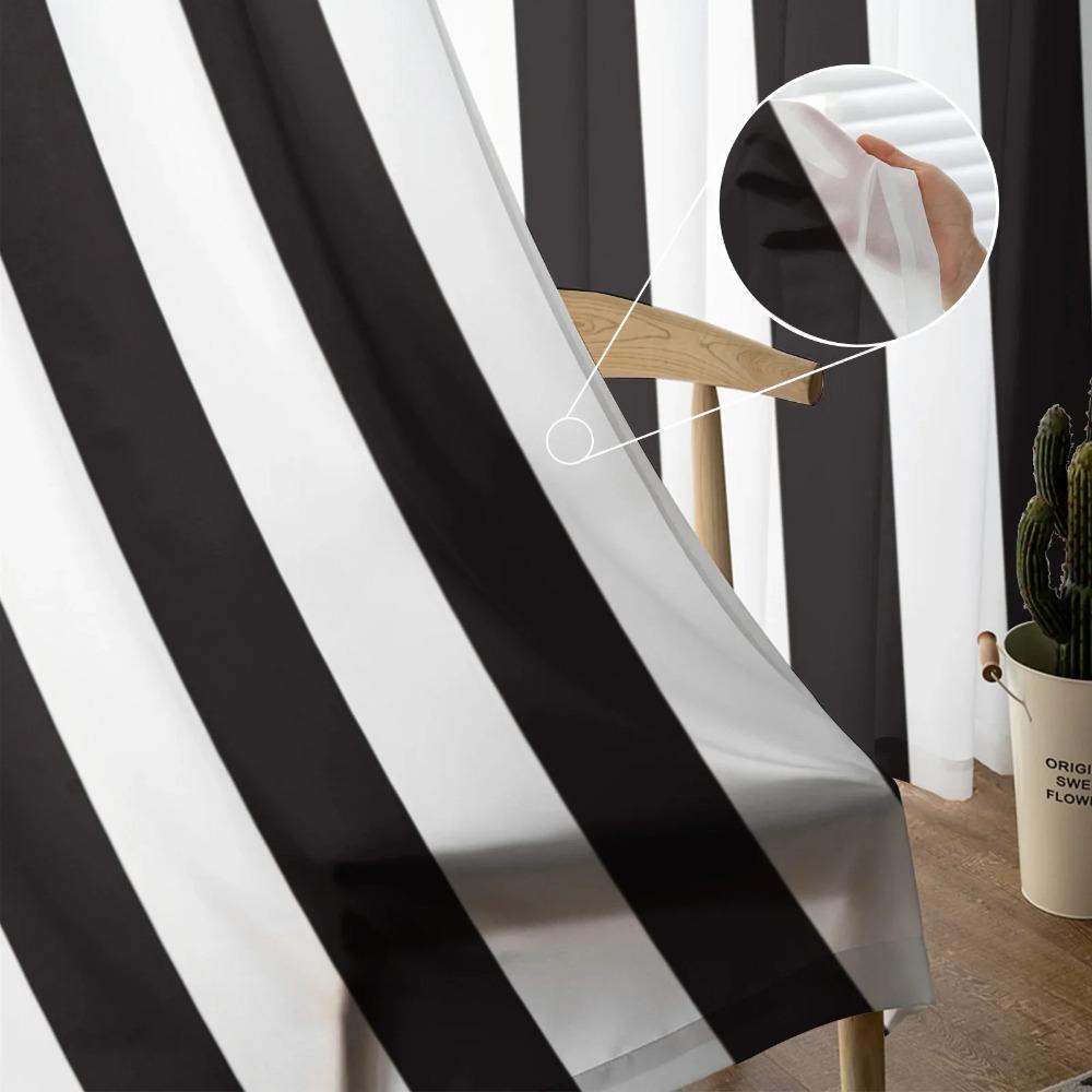Czarno-białe paski przezroczyste zasłony do dekoracji salonu tiulowe zasłony okienne z organzy do kuchni i sypialni