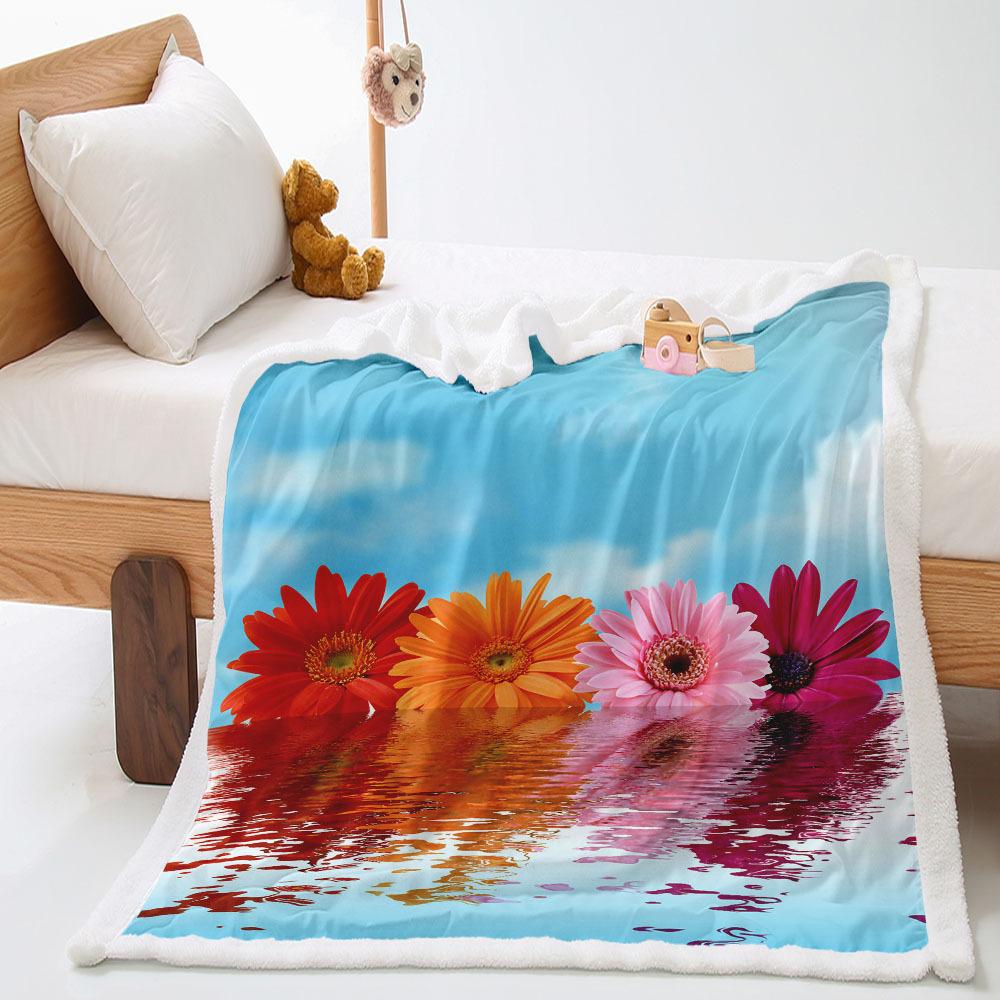 Sunflower Pastoral 2D Digital Printing Lamb Fleece Blanket Thickened Crystal Fleece Blanket