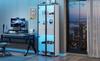 60*40*160cm Display Cabinet with Tempered Glass Door, LED, 2 Glass Shelves, 2 Drawers, Highboard, Living Room Cabinet, White