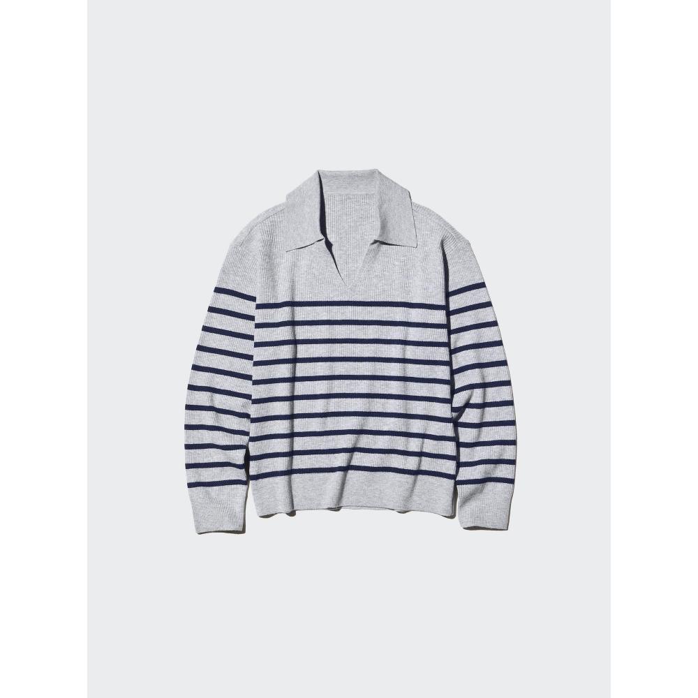 Uniqlo Japan Washable Knit Ribbed Polo Sweater