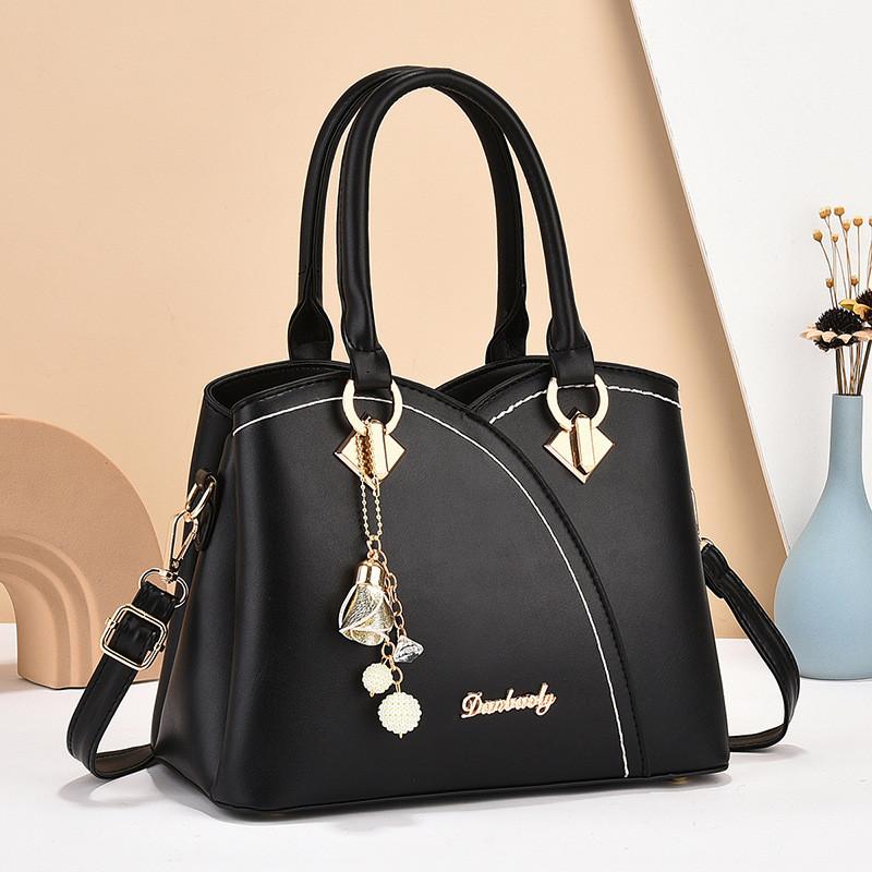 Chic And Versatile Khaki And White Color Block Pu Bucket Bag For Urban Fashion Black