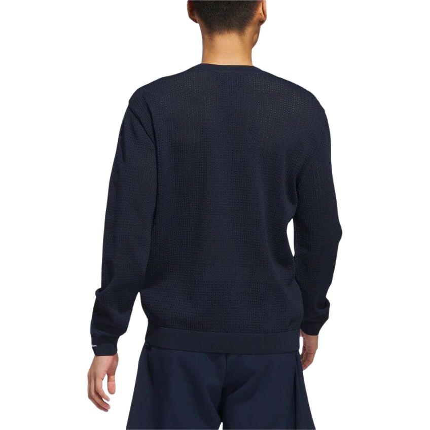 Adidas Pattern Embroidered Crew Neck Fitted Sweater Men Sweater Blue IN7572