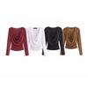 Autumn 2024 Women's European & American Style Versatile Pleated Long-Sleeve Drape Top