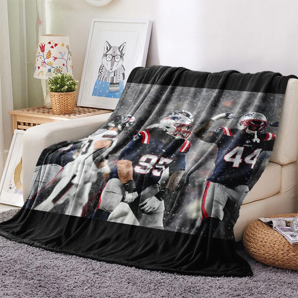 New England Patriots Players Printed Flannel Blanket, Soft Throw for Bedroom Sofa, Washable, Fan Merchandise, Great Gift.