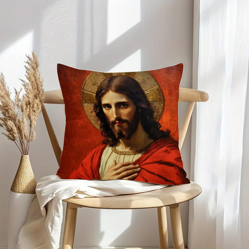 Jesus Christus Porträt Kissenbezug Ultraweicher Hautfreundlicher Stoff Wolkenartiger Komfort & Verdeckter Reißverschluss