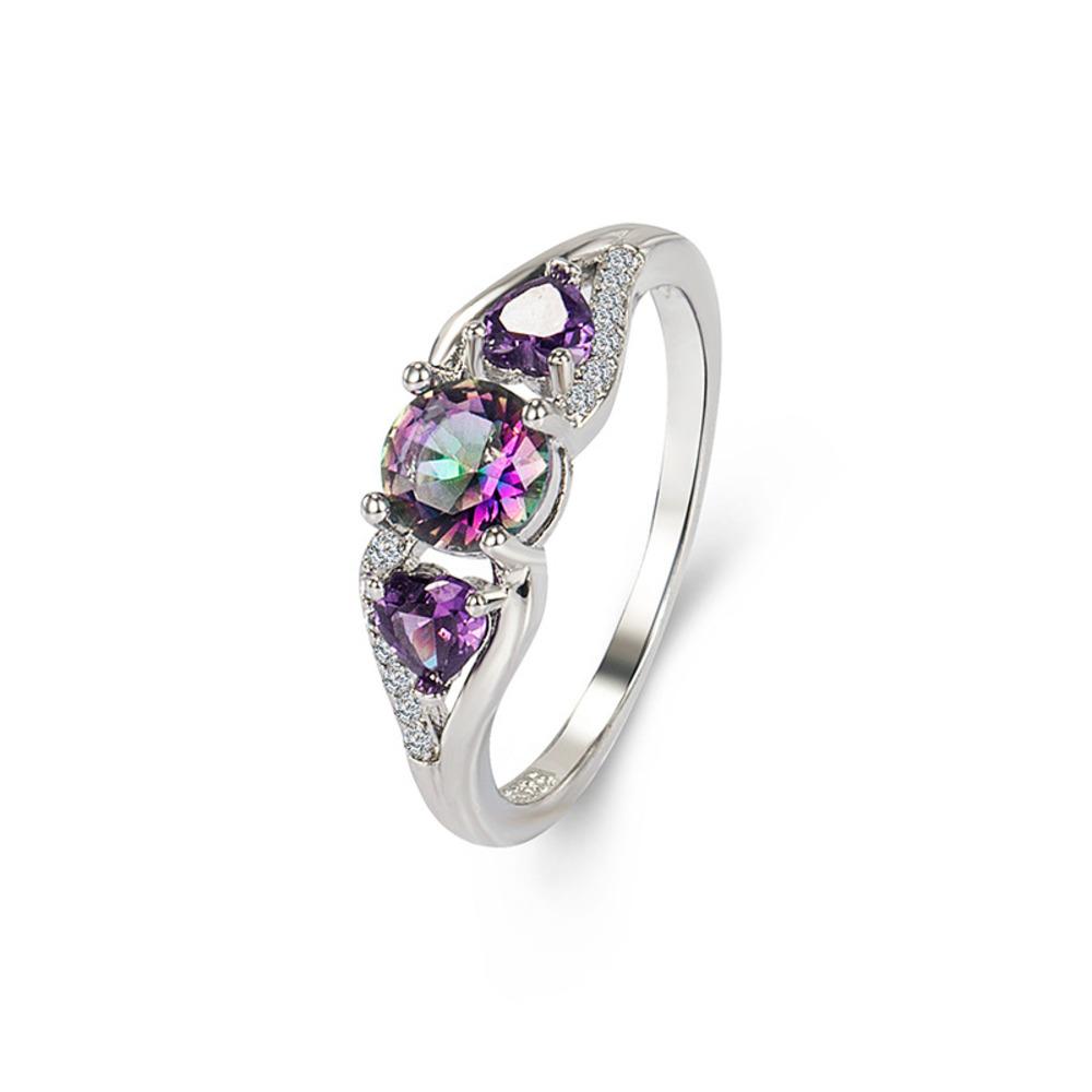WOSIKATE Trendy CopperColorful Zirconia Gemstone Ring For Women Fashion Jewellery Anniversary Gift Finger Ring