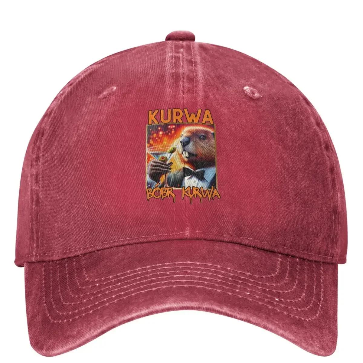 Kurwa Bobr Kurwa Beaver Baseball Cap Cute Animal Vintage Tennis Skate Dad Hats Unisex Teens Casual Sun-Proof Baseball Caps One Size