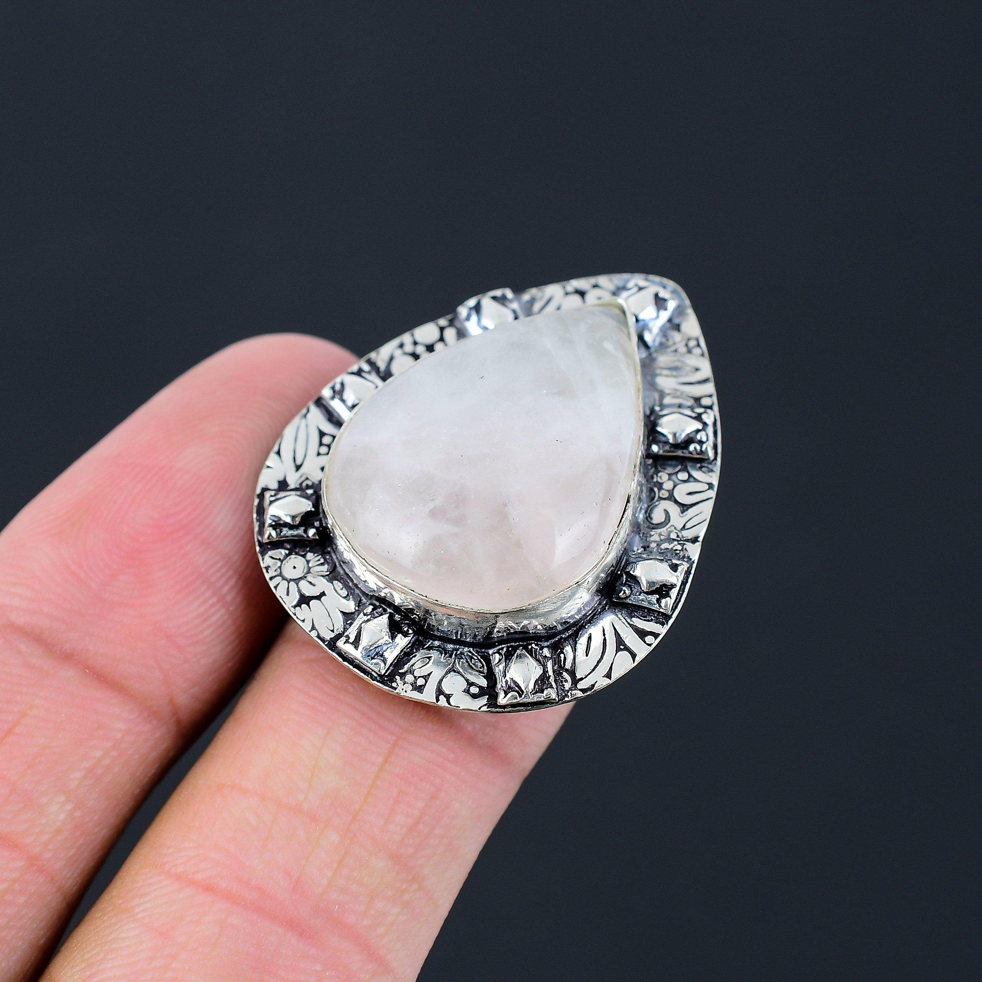 Распродажа ко Дню дочерей Натуральный розовый кварц 925 пробы стерлингового серебра этническое кольцо штабелируемое 9