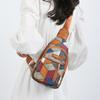 Farbblock Brusttasche Damen Print Schultertasche Umhängetasche Mehrfachtasche Handytasche