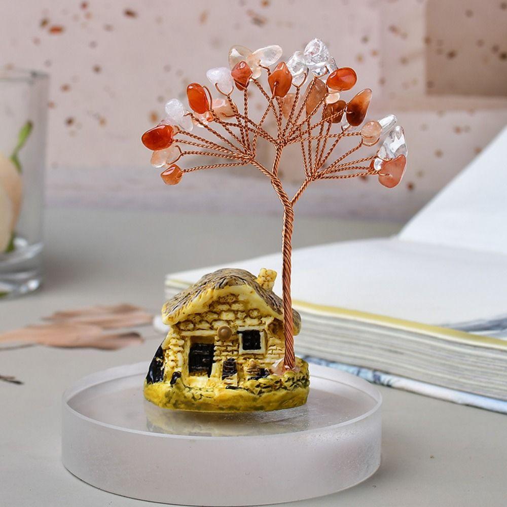 Creative Natural Crystal Tree Copper Wire Crystal Decorative Trees Fortune Tree Figurine  Desktop