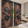 Set Of 2 Luxury Brown Curtain Forged Door Pattern Suitable Living Room Dining Kitchen Bedroom Bathroom Study For Made Polyester